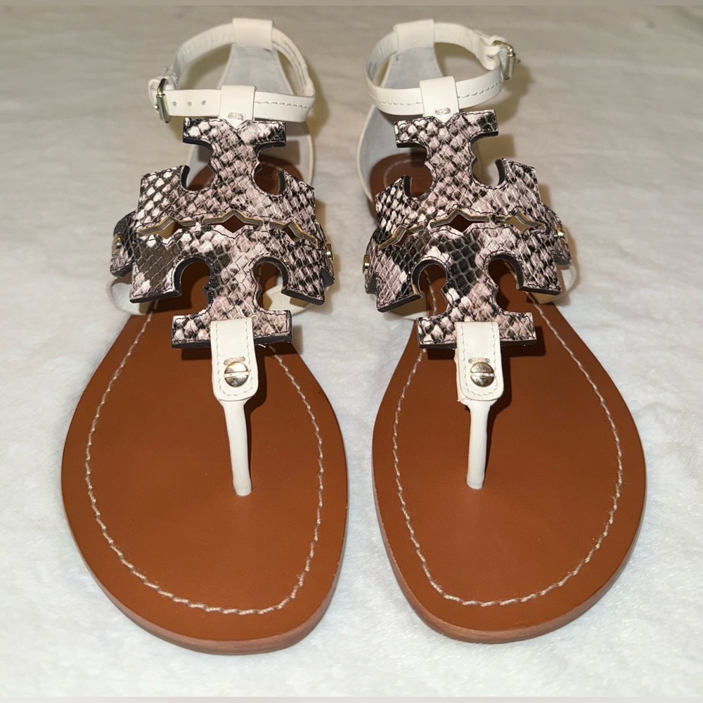 Tory Burch Phoebe Snakeskin Print Leather Thong Sandal,Size-8.5,Dust Bag,No Box